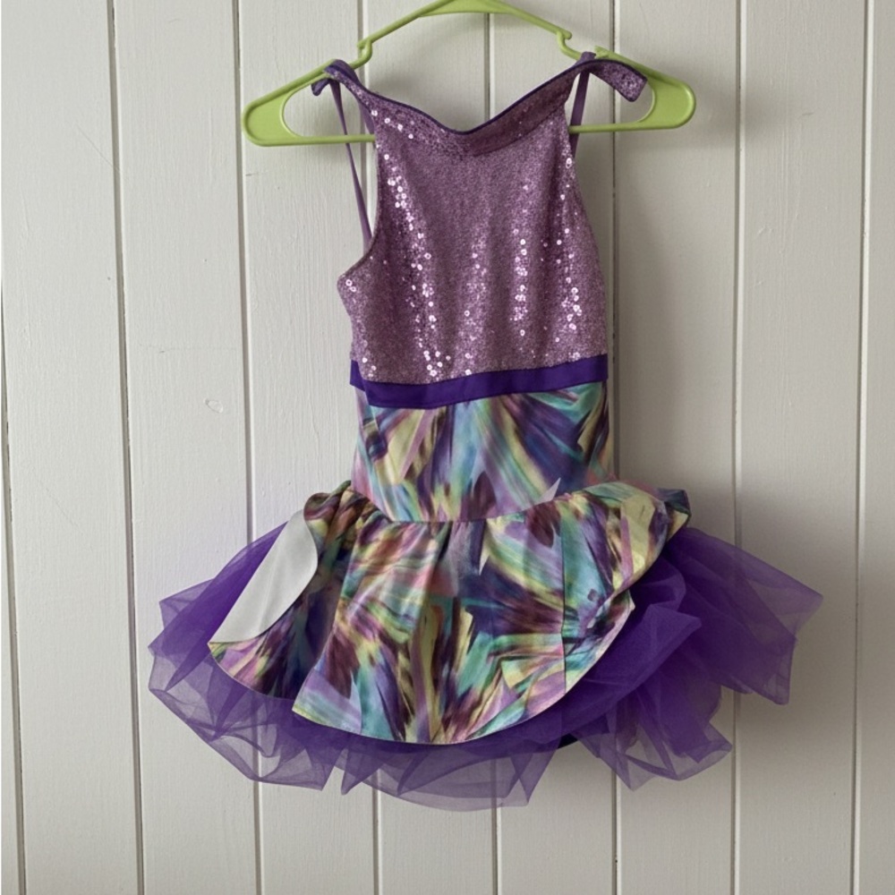 Purple Sequin Kids Costume Dress